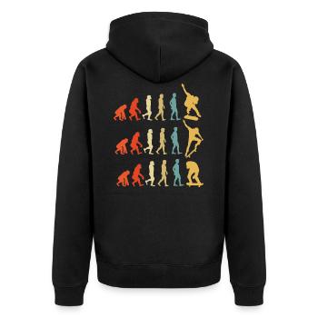 Skateboard Evolution Geschenk - Unisex Premium Bio Zip Hoodie - Schwarz - Hinten - Nico (187cm)