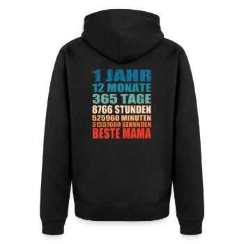 1 Jahre Beste Mama Spruch Muttertag Geschenk - Unisex Premium Bio Zip Hoodie - Schwarz - Hinten - Nico (187cm)
