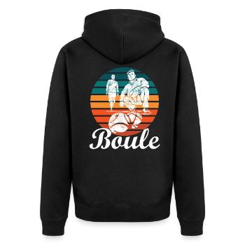 Boules Petanque - Unisex Premium Bio Zip Hoodie - Schwarz - Hinten - Nico (187cm)