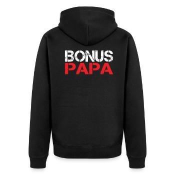 Bonus Dad - Unisex Premium Organic Zip Hoodie - black - Back - Nico (187cm)