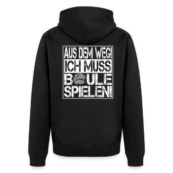 Boules Petanque - Unisex Premium Bio Zip Hoodie - Schwarz - Hinten - Nico (187cm)