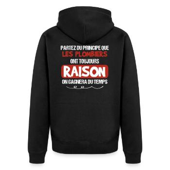 Plombier - Plomberie - Cadeau - Tuyaux - Homme - Veste à capuche bio Premium Unisexe - noir - Dos - Nico (187cm)
