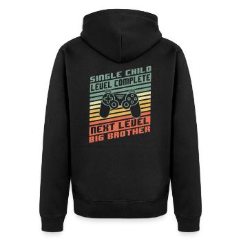 Level Complete Einzelkind Bruder Geburt Geschenk - Unisex Premium Bio Zip Hoodie - Schwarz - Hinten - Nico (187cm)
