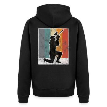 Paintball Retro Gotcha Paintballer Airsoft Softair - Unisex Premium Bio Zip Hoodie - Schwarz - Hinten - Nico (187cm)