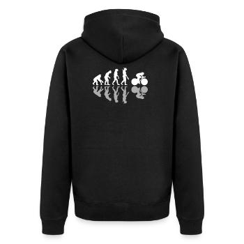 Evolution Rennrad Schatten Fahrrad Biker Geschenk - Unisex Premium Bio Zip Hoodie - Schwarz - Hinten - Nico (187cm)