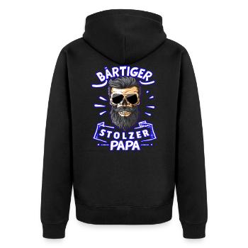 Papa stolz Bart Bärtiger Papa Bärtiger stolzer Dad - Unisex Premium Bio Zip Hoodie - Schwarz - Hinten - Nico (187cm)