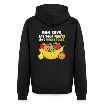 Eat Your Fruits & Vegetables Funny Vegan Citations - Veste à capuche bio Premium Unisexe - noir - Dos - Nico (187cm)