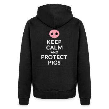 Schützen Sie die Schweine lustige Schwein Liebhaber Sagen - Unisex Premium Bio Zip Hoodie - Schwarz - Hinten - Nico (187cm)