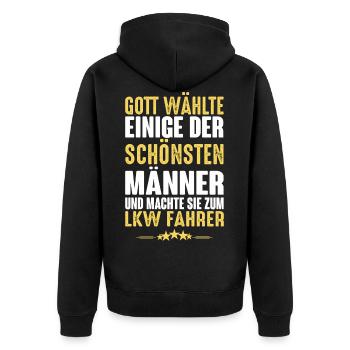 LKW Fahrer - LKW Fahrer - Unisex Premium Bio Zip Hoodie - Schwarz - Hinten - Nico (187cm)