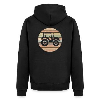 Tractor Farmer Trekker Farmer Retro Gift - Unisex Premium Organic Zip Hoodie - black - Back - Nico (187cm)