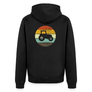 Trekker Tractor Retro Farmer Tug Gift - Unisex Premium Organic Zip Hoodie - black - Back - Nico (187cm)