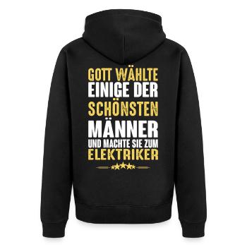 Elektriker - Elektriker - Unisex Premium Bio Zip Hoodie - Schwarz - Hinten - Nico (187cm)