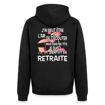 retraite retraité retraitée cadeau humour - Veste à capuche bio Premium Unisexe - noir - Dos - Nico (187cm)
