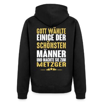 Metzger - Metzger - Unisex Premium Bio Zip Hoodie - Schwarz - Hinten - Nico (187cm)