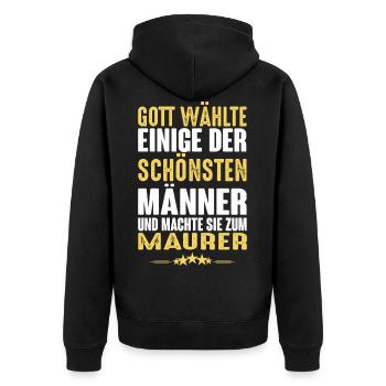 Maurer - Maurer - Unisex Premium Bio Zip Hoodie - Schwarz - Hinten - Nico (187cm)