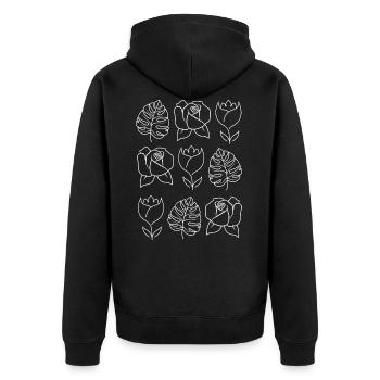 Flowers - Minimalist flowers - Unisex Premium Organic Zip Hoodie - black - Back - Nico (187cm)