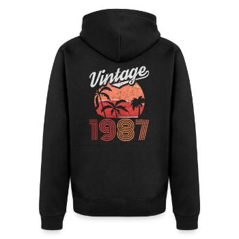 Vintage 1987 87 Birthday Retro Vintage Gift - Unisex Premium Organic Zip Hoodie - black - Back - Nico (187cm)
