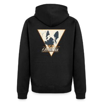 IGP Malinois Retro Vintage Grunge Shirt - Unisex Premium Bio Zip Hoodie - Schwarz - Hinten - Nico (187cm)