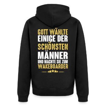 Wakeboard - Wakeboarder - Unisex Premium Bio Zip Hoodie - Schwarz - Hinten - Nico (187cm)