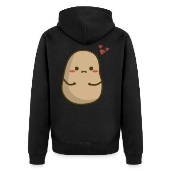 Süße Kartoffel - Unisex Premium Bio Zip Hoodie - Schwarz - Hinten - Nico (187cm)