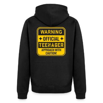Attention aux ados ! Avertissement Attention approcher Adolescent - Veste à capuche bio Premium Unisexe - noir - Dos - Nico (187cm)