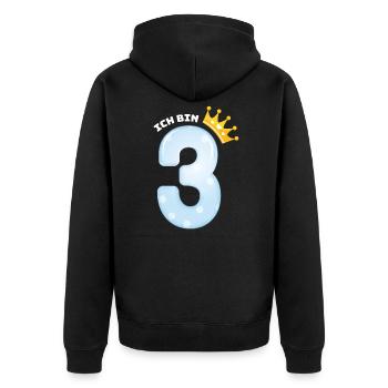 3 Geburtstag Jahre Krone Ballon Junge Geschenk - Unisex Premium Bio Zip Hoodie - Schwarz - Hinten - Nico (187cm)