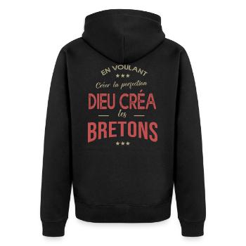 BRETON cadeau humour homme breton fierté bretagne - Veste à capuche bio Premium Unisexe - noir - Dos - Nico (187cm)