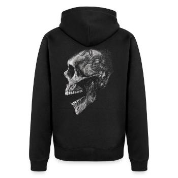 Totenkopf mit Drachen - Unisex Premium Bio Zip Hoodie - Schwarz - Hinten - Nico (187cm)