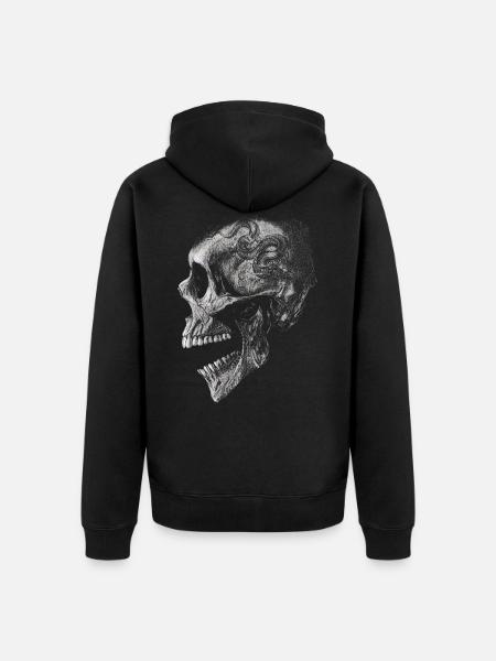 Skull with dragon - Unisex Premium Organic Zip Hoodie - black
