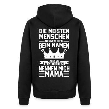 Mutter Mama Muttertag Geschenk - Unisex Premium Bio Zip Hoodie - Schwarz - Hinten - Nico (187cm)