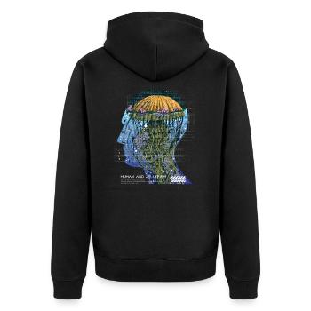 Mensch Qualle, Jellyfish Human, Kunst Fantasy - Unisex Premium Bio Zip Hoodie - Schwarz - Hinten - Nico (187cm)