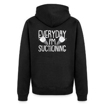 Zahnarzt Doktor Zahn Zähne Dentist Spruch Geschenk - Unisex Premium Bio Zip Hoodie - Schwarz - Hinten - Nico (187cm)