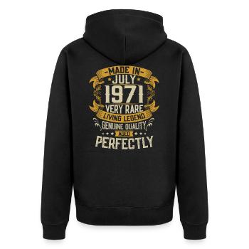 Jahrgang Juli 1971 geboren Legenden Geburtstag - Unisex Premium Bio Zip Hoodie - Schwarz - Hinten - Nico (187cm)