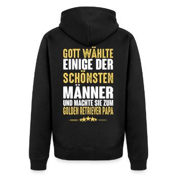 Golden Retriever Papa - Golden Retriever - Unisex Premium Bio Zip Hoodie - Schwarz - Hinten - Nico (187cm)