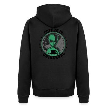 Alien Coffee is Universal Gift - Unisex Premium Organic Zip Hoodie - black - Back - Nico (187cm)