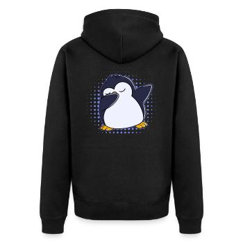Dabbing Penguin - Unisex Premium Organic Zip Hoodie - black - Back - Nico (187cm)