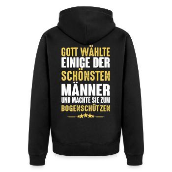 Bogenschiessen - Bogenschützen - Unisex Premium Bio Zip Hoodie - Schwarz - Hinten - Nico (187cm)
