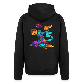 Astronaut In Space 5th Birthday - Unisex Premium Organic Zip Hoodie - black - Back - Nico (187cm)