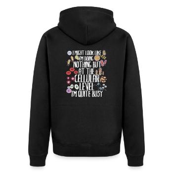 Funny Biology Biology Teacher Gift Idea - Unisex Premium Bio Zip Hoodie - Schwarz - Hinten - Nico (187cm)