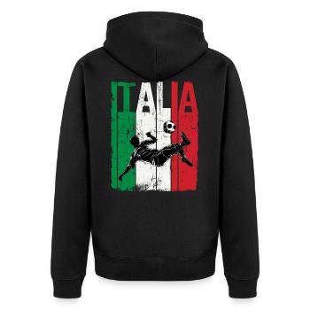 Italia Italienische Flagge Italien Fussball - Unisex Premium Bio Zip Hoodie - Schwarz - Hinten - Nico (187cm)