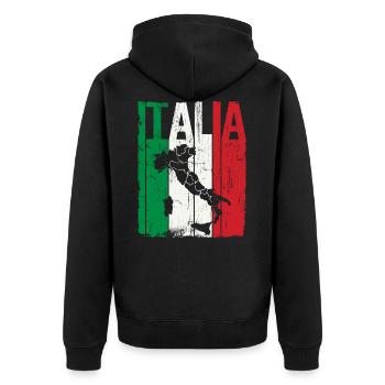 Italia Italienische Flagge Italien Fussball Karte - Unisex Premium Bio Zip Hoodie - Schwarz - Hinten - Nico (187cm)