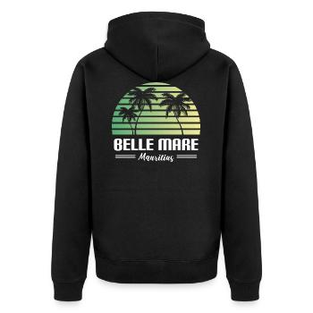 Belle Mare Mauritius Retro Summer Beach Design - Unisex Premium Organic Zip Hoodie - black - Back - Nico (187cm)