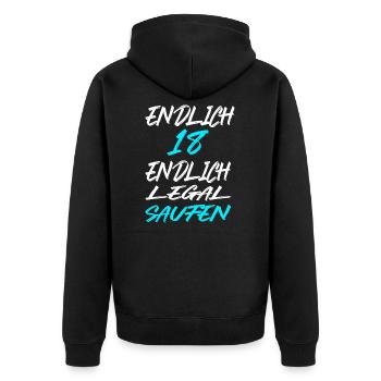 18.Geburtstag Geschenkidee Level 18 - Unisex Premium Bio Zip Hoodie - Schwarz - Hinten - Nico (187cm)
