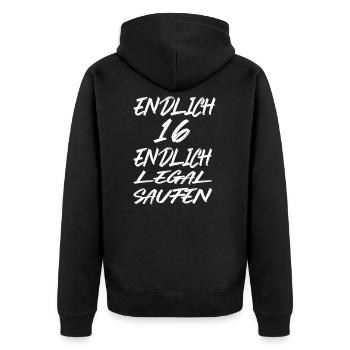 16.Geburtstag Geschenkidee Level 16 - Unisex Premium Bio Zip Hoodie - Schwarz - Hinten - Nico (187cm)