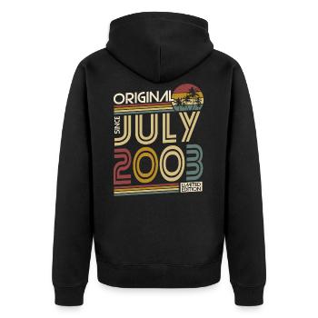 Juli 2003 Geburtstag Jahrgang 2003 geboren - Unisex Premium Bio Zip Hoodie - Schwarz - Hinten - Nico (187cm)