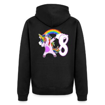 Dabbing Licorne J’ai 8 ans - Veste à capuche bio Premium Unisexe - noir - Dos - Nico (187cm)