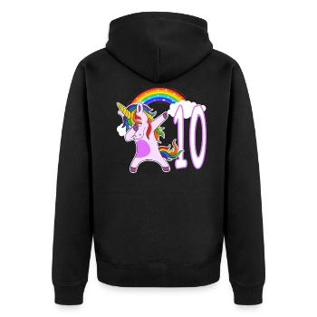 Dabbing Licorne J’ai 10 ans - Veste à capuche bio Premium Unisexe - noir - Dos - Nico (187cm)