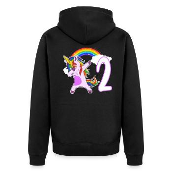 Dabbing Licorne J’ai 2 ans - Veste à capuche bio Premium Unisexe - noir - Dos - Nico (187cm)