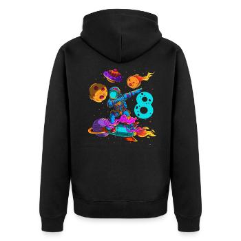 Astronaut In Space 8th Birthday - Unisex Premium Organic Zip Hoodie - black - Back - Nico (187cm)