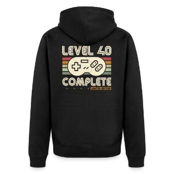 40e anniversaire niveau 40 Complete Retro cadeau - Veste à capuche bio Premium Unisexe - noir - Dos - Nico (187cm)